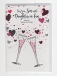 Son and Daughter in law Anniversary card Champagne and hearts theme