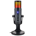 The G-Lab K-Mic Natrium Microphone Gaming RGB - Haute Qualité Audio, Support Anti-Vibrations - Micro de Bureau USB Idéal Gaming, Streaming, Podcast, Twitch, Youtube pour PC/PS4/PS5 - Nouveau 2022