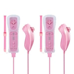 2x Rose Telecommande Avec Motion Plus + Nunchuck Compatible Nintendo Wii