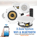 8" Multi Room Ceiling Speaker System 2 Zone WiFI Wireless Bluetooth Home Audio