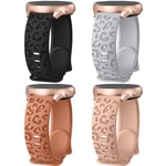 Towsnails 4 Pack Leopard Engraved Samsung Watch Straps Compatible with Samsung Galaxy Watch 6/5/5 Pro/4 40mm 44mm/Watch 4 Classic, Adjustable Silicone Sport Straps Band for Galaxy Watch - 20mm