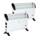 2kW Convection Heater Electric Convector Radiator 3 Heat Setting Set of 2