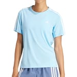 adidas Own The Run 3 Stripes Womens Running Top Blue Short Sleeve T-Shirt Ladies