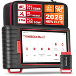 Thinkcar THINKSCAN Max 2 Valise Diagnostic Auto,OBD-II Diagnostic Français Voiture Complet des Systèmes et 28 Reset, et 32G ROM,Oil/Brake/Inject/DPF,Mises à Jour gratuites, Noir/Rouge, Android 10.0