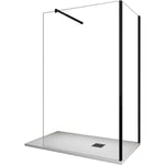 Paroi de Douche d'Angle à l'italienne en Verre Transparent 8MM - Cadre Noir 80x120