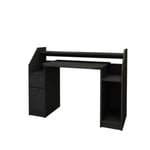 Bureau table d'ordinateur PC portable noir en bois MDF mélamine 123,2 x 90 cm