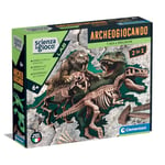 Clementoni - Science Lab-Archéogiocando-T-Rex et Smilodon 2 en 1 - Dinosaures pour Enfants, Kit fossiles à Creuser, paléontologie, Jeu Scientifique 6 Ans, Italien, fabriqué en Italie, 19394,