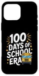 Coque pour iPhone 16 Pro Max 100 Days of School Era Graphique bus scolaire vintage