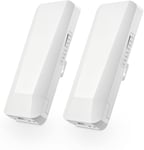 Lot de 2 ponts WiFi sans fil pour l'extérieur-Pont WiFi point à point avec 2 ports Ethernet-5 GHz-Distance de 1 à 3 km-100 Mbit/s-Adaptateur PoE 24 V.[Y356]