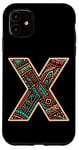 Coque pour iPhone 11 Lettre initiale du nom de l'alphabet X dans le style ethnique artistique