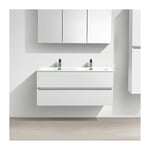Meuble salle de bain design double vasque siena largeur 120 cm blanc laqué - Blanc