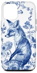 Coque pour iPhone 12/12 Pro Blue Fox Chinoiserie French Esthétique Toile Fille