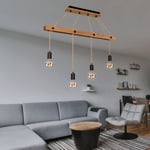 Plafonnier Lampe Suspendue Éclairage Lampe Suspendu Bois Design Métal Noir Mat