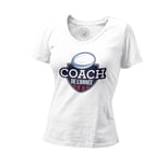 T-Shirt Femme Col V Coach De L'année Rugby Sport Ballon Stade Xv