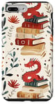 Coque pour iPhone 7 Plus/8 Plus Motif de ver de bibliothèque Cute Dragon Books Cottagecore