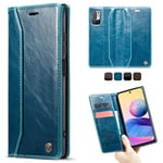 SmartLegend Coque pour Xiaomi Redmi Note 10 5G / Redmi Note 10T 5G Cuir Etui Housse Premium PU Portefeuille Magnétique Porte Cartes Stand Fonction Coque Rabat pour Xiaomi Poco M3 Pro 4G/5G - Bleu-Vert