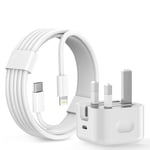 iPhone Charger, Apple Fast Charging USB C Fast Charger Plug with Lightning Cable USB C Power Adapter Compatible with iPhone 14/13/12/11 Pro/Pro Max/XS and More【MFi Certified】UK Power Adapter