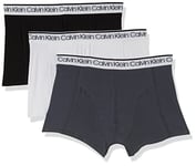 Calvin Klein Men’s 3-Pack of Boxers Trunks 3 PK with Stretch, Black/White/Turbulence, M [Amazon Exclusive]