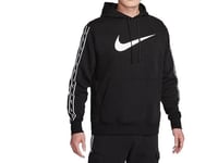 NIKE Repeat Hooded Sweatshirt Black/Black/White M