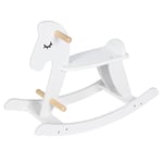 WOLTU Cheval à Bascule, Cheval Balancoire en Bois pour Bébés Enfants, Animal Bois à Bascule, Jouet à Bascule avec Poignées, Repose-Pieds, pour Enfants à Partir de 18 Mois, en Bois MDF, Blanc