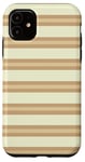 Coque pour iPhone 11 Beige Tan rayé Esthétique Girly Preppy Stripes