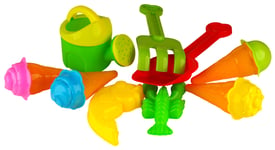 Beach Play Set - With spade, rake and Ice Cream Moulds Beach Toys - 9 Piece