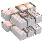 Lifewit Lot de 12 Organisateur Tiroir, Boite Rangement Vetement Pliable, Separateur Tiroirs en Tissu, Rangement sous Vetement, Panier Rangement Armoire pour Chaussettes, Cravates, Ceintures, Gris