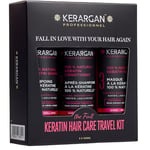 Kerargan - Kit de Voyage Ultra Réparateur à la Kératine Shampoing, Après-shampoing & Masque - Nourrit, Lisse, Renforce & Protège même en Déplacement - Sans Sulfate, silicones, OGM - 3x100 ml