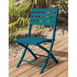 Chaise de jardin pliante - Aluminium - Bleu canard - MARIUS  