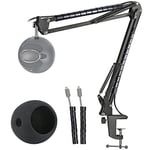 Blue Snowball Mic Stand with Windscreen - Mic Suspension Boom Arm Stand and Pop Filter Foam Cover Compatible with Blue Snowball iCE Microphone by YOUSHARES