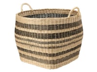 KOUBOO Extra-Large Striped Wicker Storage Basket, Natural and Black, Rattan