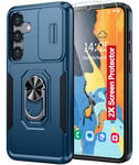 AMILIFECASES For Samsung Galaxy S24 Plus Case,[Built-in Slide Camera Cover & Rotatable Kickstand][2* Screen Protectors] Military Grade Shockproof Anti-Scratch Samsung S24 Plus 5G Case - Blue