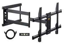 FORGING MOUNT Long Reach TV Wall Bracket Mount Swivel Tilt Corner TV Bracket with 765mm long Arm for Corner/flat Installation fits 37 to 75" Flat/curve TVs, VESA 600x400mm, Holds up to 45kg