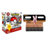Bandai- Pokémon-Dresseur Guess Kanto-Poké Ball-Jeu électronique-Parle français, 80598 + Piles alcalines AAA Duracell Plus, 1.5V LR03 MN2400, Paquet de 12