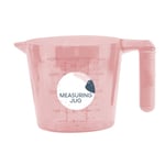 St@llion Blush Pink 1 Litre Plastic Measuring Jugs with Soft Grip Rubber Handle, Measures Cup Container for Measure Liquid Oil Flour and Baking Items