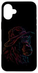 Coque pour iPhone 16 Plus Contour de chimpanzé portant un croquis de chapeau