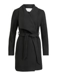 Vicooley Collar Belt Coat - Noos Black Vila