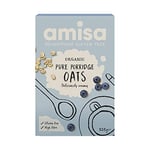 Amisa Organic Gluten-Free Porridge Oats 325g, Pack of 6 - Pure Wholegrain & High in Fibre - Naturally Vegan Breakfast Cereal