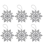 6 st Fashion Snöflinga Dekoration Kreativa Snöflingor Ornament för Julgran Fest Dekor Silver