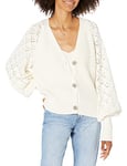 The Drop Divya Cardigan à manches longues en maille Pointelle pour Femme, Blanc Whisper, S