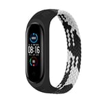 Bracelet Compatible pour Xiaomi Mi Band 7 6 5 4 3, Nylon Braided Stretch Solo Loop Bracelets Montre, Sport Remplacement Sangle avec Xiaomi Band Miband 7 5 6 4 3, noir blanc, S