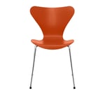 Fritz Hansen - 3107 Sjuan, Färgad Ask, Paradise Orange, Underrede Förkromat Stål - Orange - Matstolar - Metall/Trä