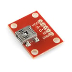 USB mini-B monterad på kort