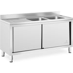 Plonge Inox Évier Sur Placard 2 Bacs @ 40x40x25 cm Dosseret Cuisine Restaurant