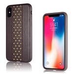 SULADA iPhone X mobilskal metall syntetläder silikon nitar - Brun