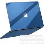 NPUOLS Coque Compatible avec MacBook Air 13,6" 2024 2022 Modèle A3113 A2681 M3 M2, Etui Housse Coque de Protection Rigide en Plastique Cristal+Clavier en TPU Version EU, Minuit Cristal