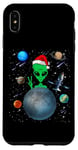 Coque pour iPhone XS Max Christmas Alien Santa Peace Hand In Space Santa Hat Xmas