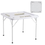 Table de Mahjong Pliante Carré-VEVOR-4 Joueurs-avec 4 Porte-gobelets, 4 Plateaux à Jetons-Puzzles Poker Mahjong-90 x 90 cm-Blanc