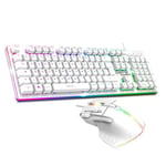 Spirit of Gamer - Ultimate 600 Filaire, Pack Clavier Souris Gamer RGB, Layout AZERTY Français Rétroéclairé, Clavier Gaming Semi-Mecanique en Métal, Touches Antighosting, Souris 4800 DPI, Blanc