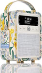 Emma Bridgewater Monty Radio Dab Plus/Dab avec Bluetooth, FM et Radio Réveil Fonction par - Alimentée par Secteur et Batterie Radio Portable avec Antenne et Prise Casque - Primerose et Myosotis